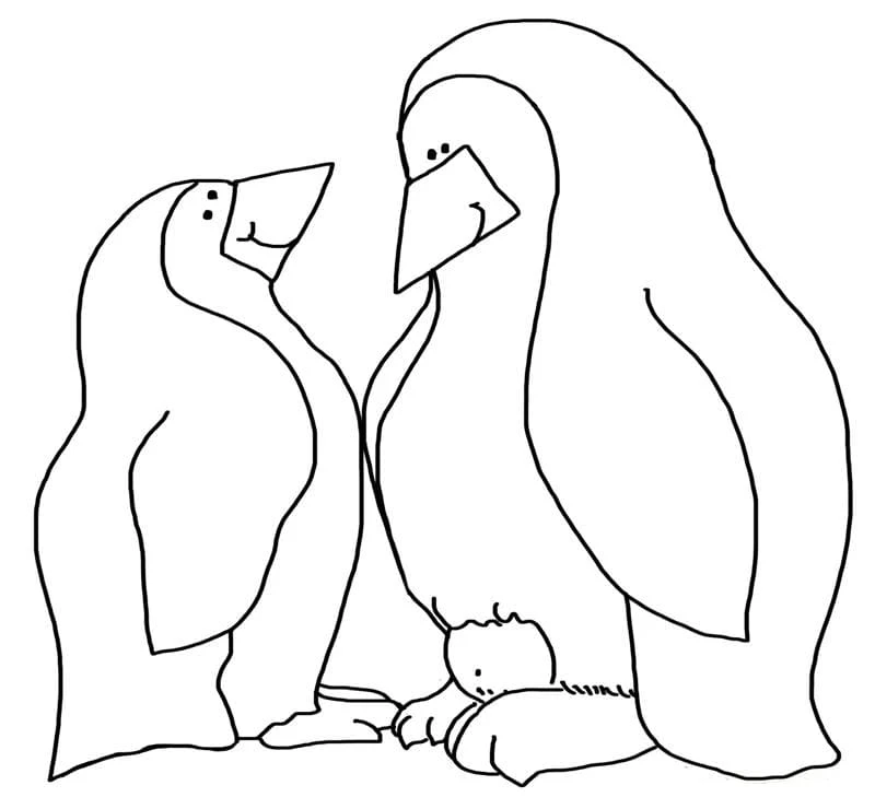 Penguenler boyama sayfası – el becerilerini geliştirir, boyama çalışması
