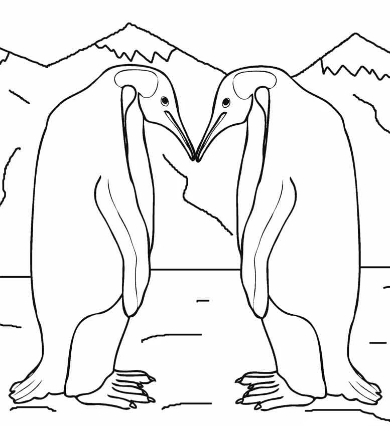 Penguenler boyama sayfası – keyifli zaman, renkli çizimler