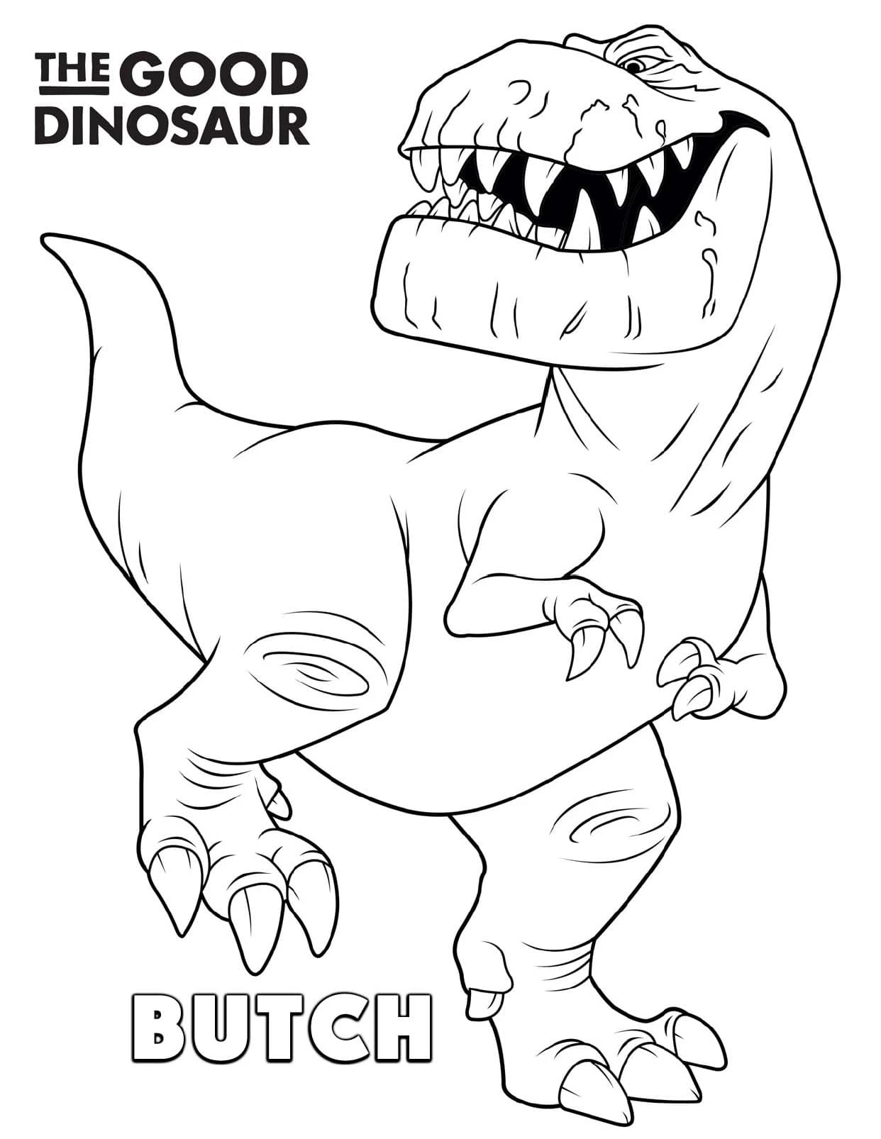 İyi Bir Dinozor boyama sayfası – PDF indir, sevimli karakter