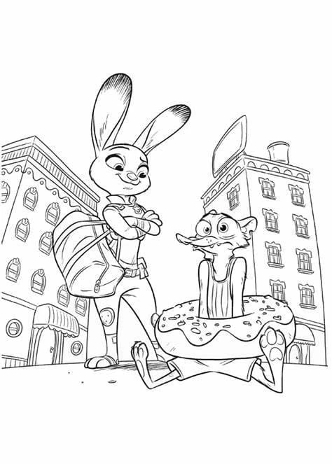 Zootropolis boyama sayfası – okul öncesi, evde etkinlik