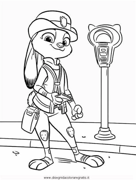 Zootropolis boyama sayfası – çizgi film temalı, basit çizim