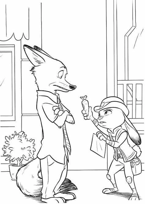 Zootropolis boyama sayfası – keyifli zaman, renkli çizimler