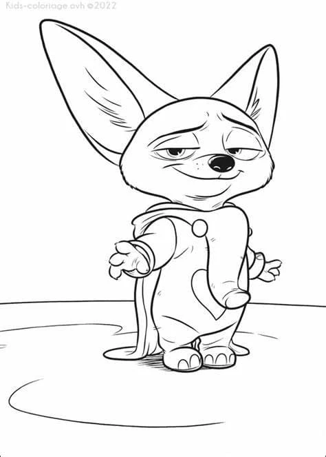 Zootropolis boyama sayfası – çocuk aktivitesi, PDF indir