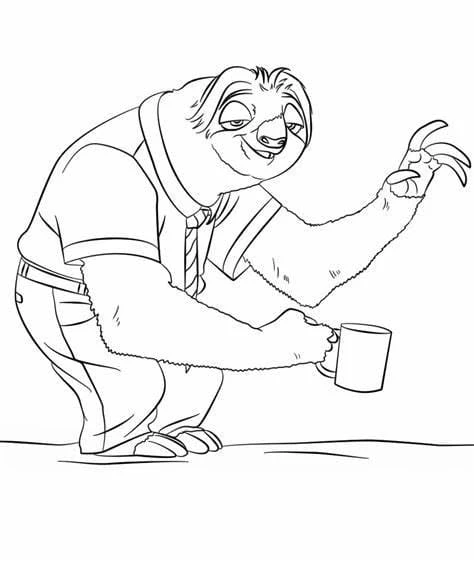 Zootropolis boyama sayfası – boyama çalışması, yaratıcılığı geliştirir