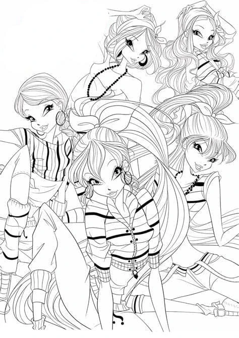 Winx Club boyama sayfası – renkli çizimler, okul öncesi