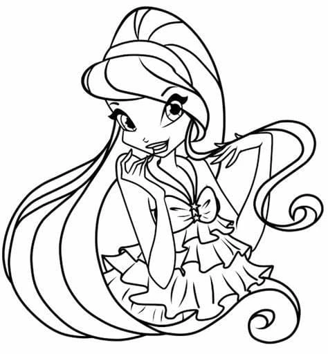Winx Club boyama sayfası – çocuklar için, çizgi film temalı