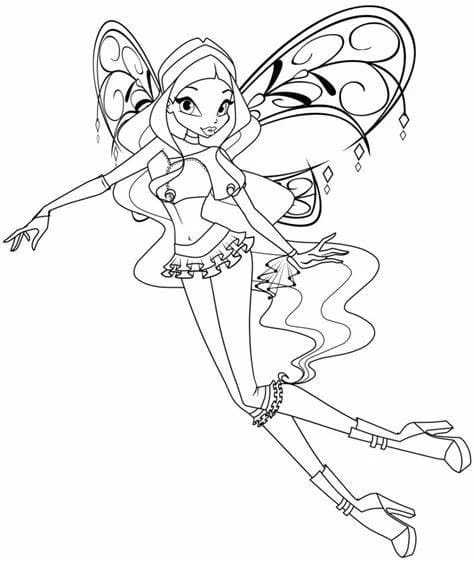 Winx Club boyama sayfası – eğlenceli etkinlik, el becerilerini geliştirir