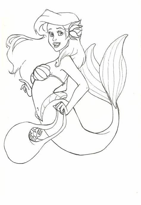 Küçük Deniz Kızı (Little Mermaid) boyama sayfası #5 – ekran süresine alternatif, çocuklarla kaliteli zaman