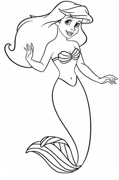 Küçük Deniz Kızı (Little Mermaid) boyama sayfası #6 – kolay indirilebilir, eğlenceli öğrenme deneyimi