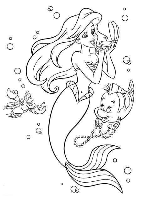Küçük Deniz Kızı (Little Mermaid) boyama sayfası #8 – mürekkep tasarrufu sağlar, PDF indir