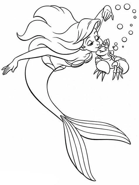 Küçük Deniz Kızı (Little Mermaid) boyama sayfası #9 – tamamen ücretsiz, çocuklar için