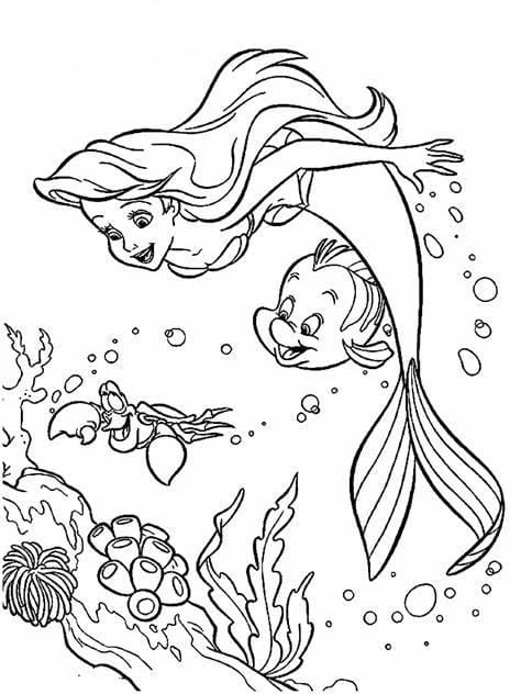 Küçük Deniz Kızı (Little Mermaid) boyama sayfası #11 – yaratıcı sanat çalışması, eğlenceli etkinlik