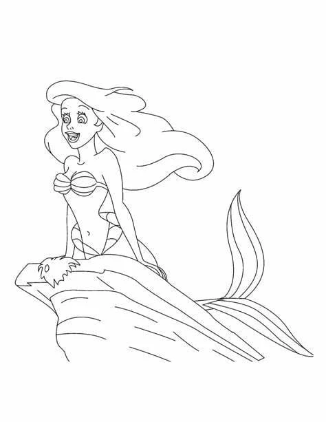 Küçük Deniz Kızı (Little Mermaid) boyama sayfası #19 – yaratıcılığı geliştirir, keyifli zaman