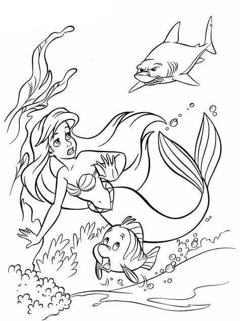 Küçük Deniz Kızı (Little Mermaid) boyama sayfası #23 – çizgi film temalı, basit çizim