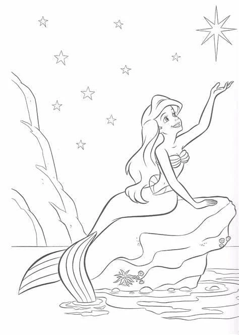 Küçük Deniz Kızı (Little Mermaid) boyama sayfası #24 – eğitici aktivite, yaratıcılık