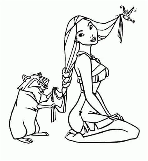 Pocahontas boyama sayfası – eğitici aktivite, yaratıcılık