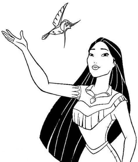 Pocahontas boyama sayfası – sanatsal çalışma, çocuklar için