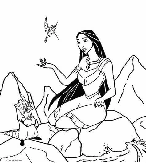 Pocahontas boyama sayfası – boyama çalışması, yaratıcılığı geliştirir
