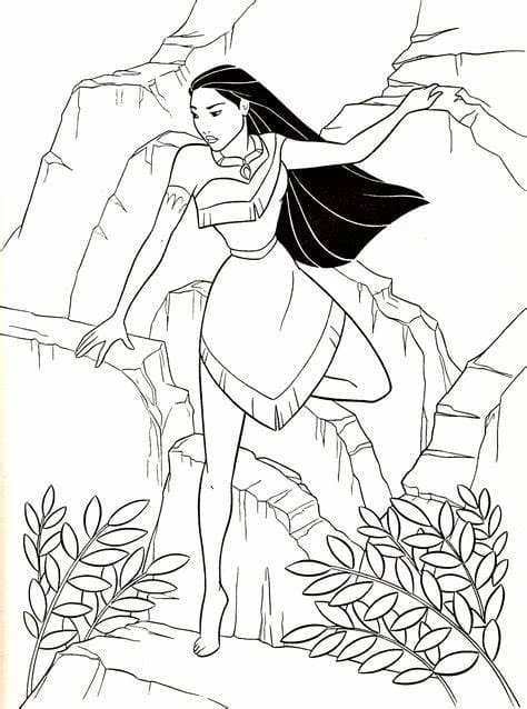 Pocahontas boyama sayfası – kolay boyama, eğitici aktivite