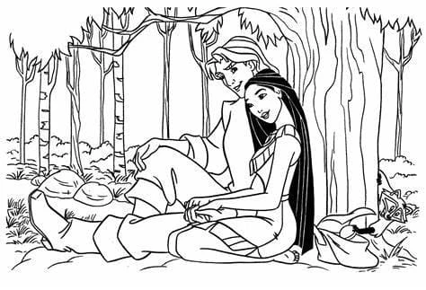 Pocahontas boyama sayfası – eğlenceli etkinlik, el becerilerini geliştirir