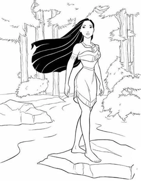 Pocahontas boyama sayfası – okul öncesi, evde etkinlik