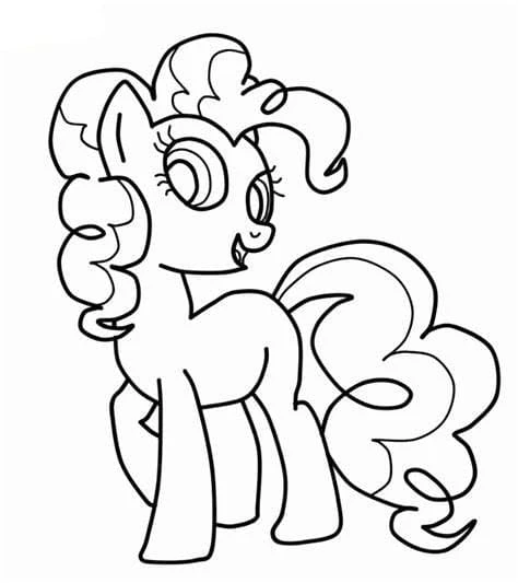Pinkie Pie boyama sayfası – eğlenceli etkinlik, el becerilerini geliştirir