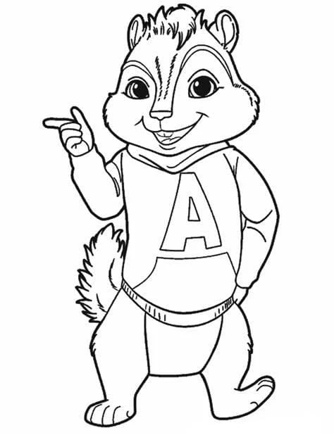 Alvin ve Sincaplar boyama sayfası – renkli çizimler, okul öncesi