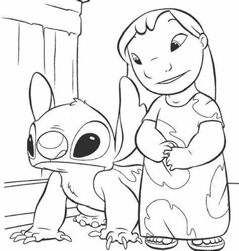 Lilo ve Dikiş boyama sayfası – sanatsal çalışma, çocuklar için