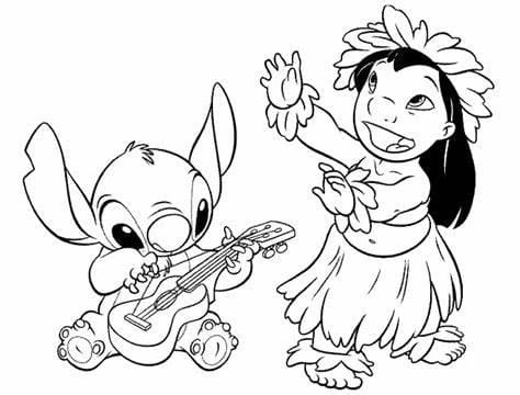 Lilo ve Dikiş boyama sayfası – PDF indir, sevimli karakter