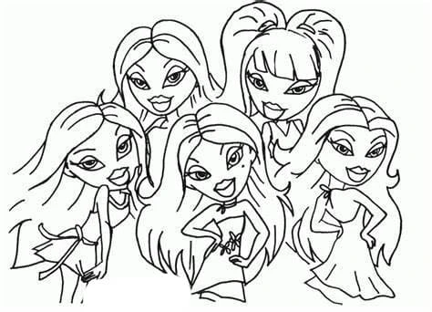 Bratz boyama sayfası – keyifli zaman, renkli çizimler