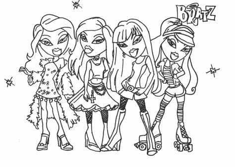 Bratz boyama sayfası – sanatsal çalışma, çocuklar için