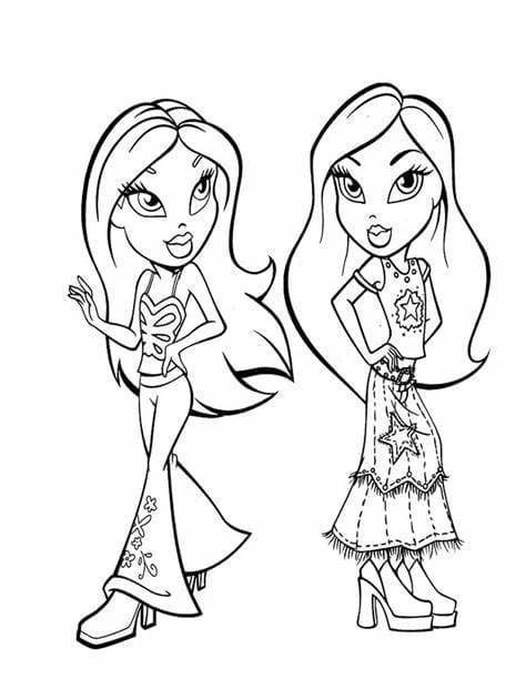 Bratz boyama sayfası – basit çizim, kolay boyama