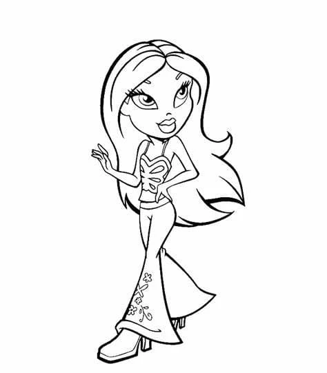 Bratz boyama sayfası – sevimli karakter, sanatsal çalışma