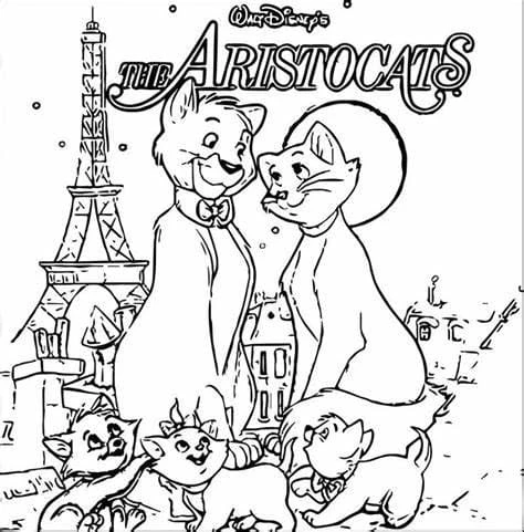 Aristokediler boyama sayfası – çocuk aktivitesi, PDF indir