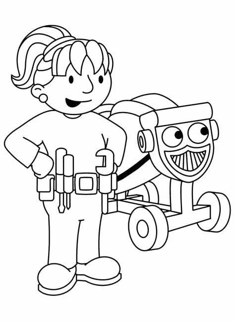 Bob Usta boyama sayfası – çocuk aktivitesi, PDF indir