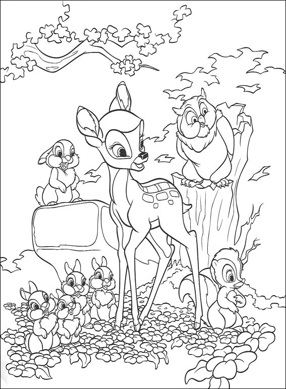 Bambi 2 boyama sayfası – keyifli zaman, renkli çizimler