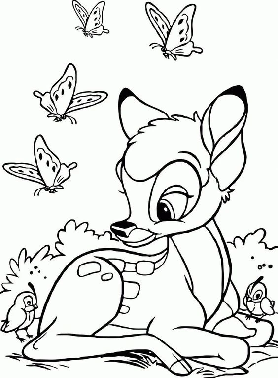 Bambi 2 boyama sayfası – sanatsal çalışma, çocuklar için