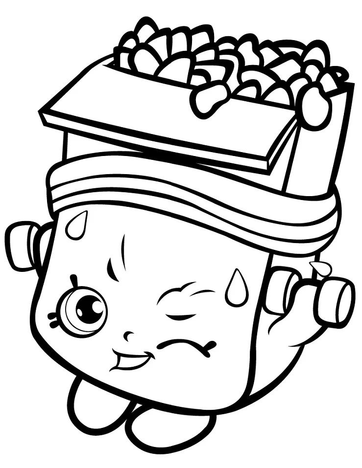 Shopkins boyama sayfası – sanatsal çalışma, çocuklar için