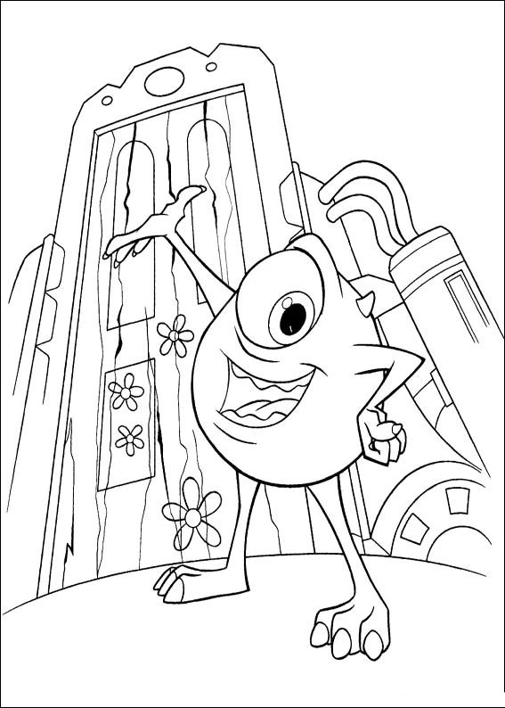 Monsters Inc. boyama sayfası – PDF indir, sevimli karakter
