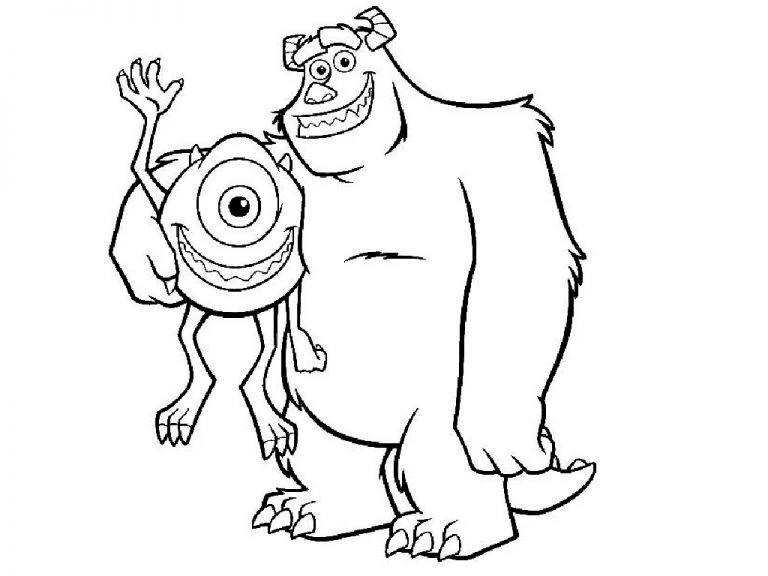 Monsters Inc. boyama sayfası – çizgi film temalı, basit çizim
