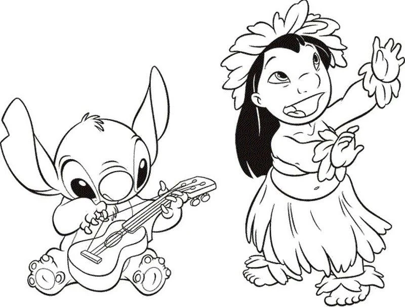 Lilo ve Stitch boyama sayfası – el becerilerini geliştirir, boyama çalışması