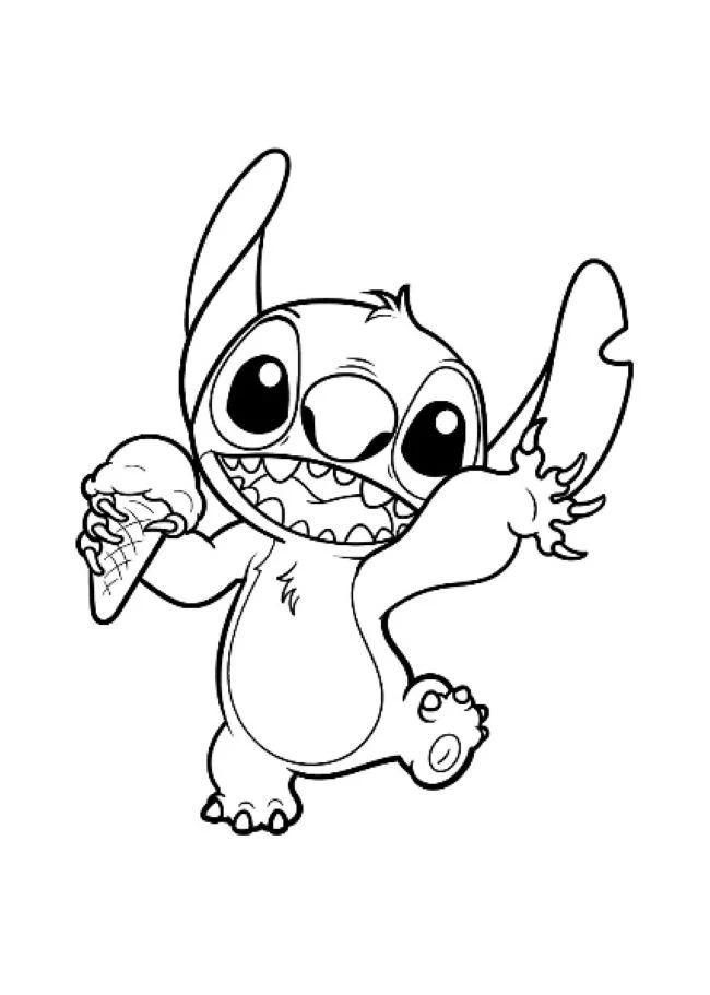 Lilo ve Stitch boyama sayfası – basit çizim, kolay boyama