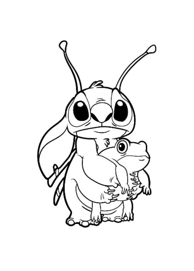 Lilo ve Stitch boyama sayfası – sevimli karakter, sanatsal çalışma