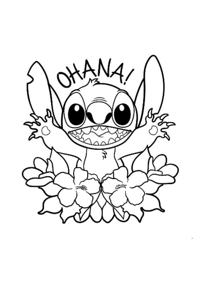 Lilo ve Stitch boyama sayfası – basit çizim, kolay boyama