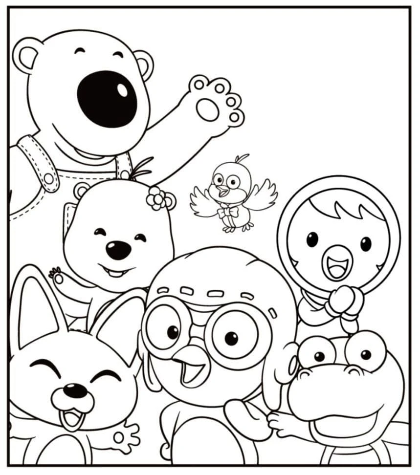 Küçük Penguen Pororo boyama sayfası – eğitici aktivite, yaratıcılık