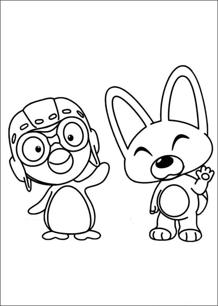 Küçük Penguen Pororo boyama sayfası – el becerilerini geliştirir, boyama çalışması