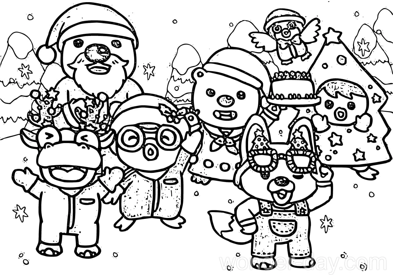Küçük Penguen Pororo boyama sayfası – sanatsal çalışma, çocuklar için
