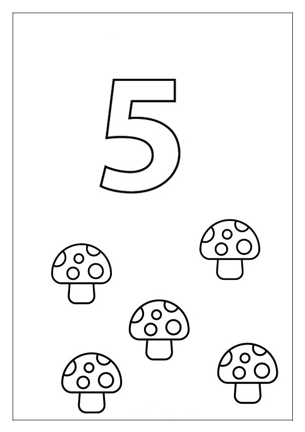 5 Rakamı (Beş) boyama sayfası – yaratıcılığı geliştirir, keyifli zaman