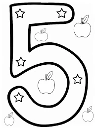 5 Rakamı (Beş) boyama sayfası – sevimli karakter, sanatsal çalışma
