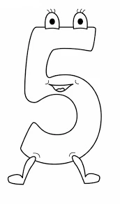 5 Rakamı (Beş) boyama sayfası – el becerilerini geliştirir, boyama çalışması